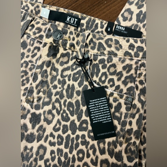Kut From The Kloth Donna Ankle Skinny Leopard Size 0 Raw Hem Preppy Cropped NWT - Picture 5 of 13